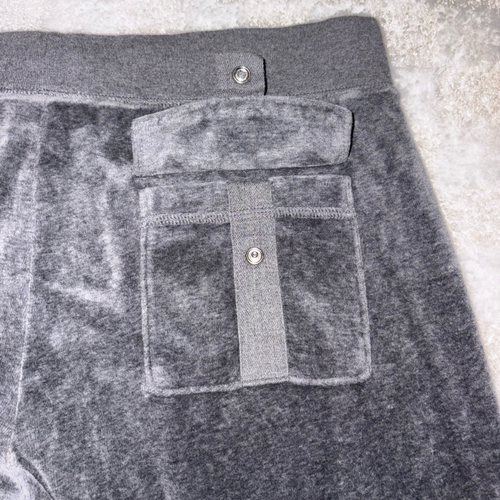 Juicy Couture Charcoal Gray Velour Trousers • Size Large - Picture 5 of 11